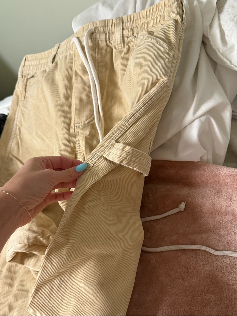 BDG Beige Corduroy Drawstring Waist Pants - Picture 8 of 10